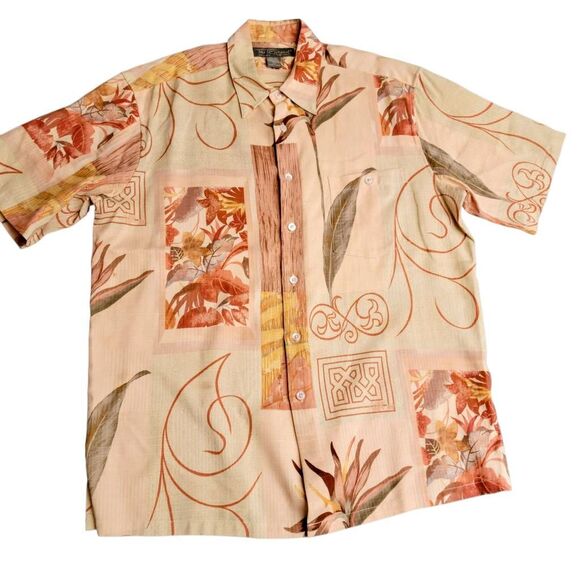 Tori Richard Silk Hawaiian Shirt in Neutral Tones Short Sleeve Button Down - Picture 2 of 7